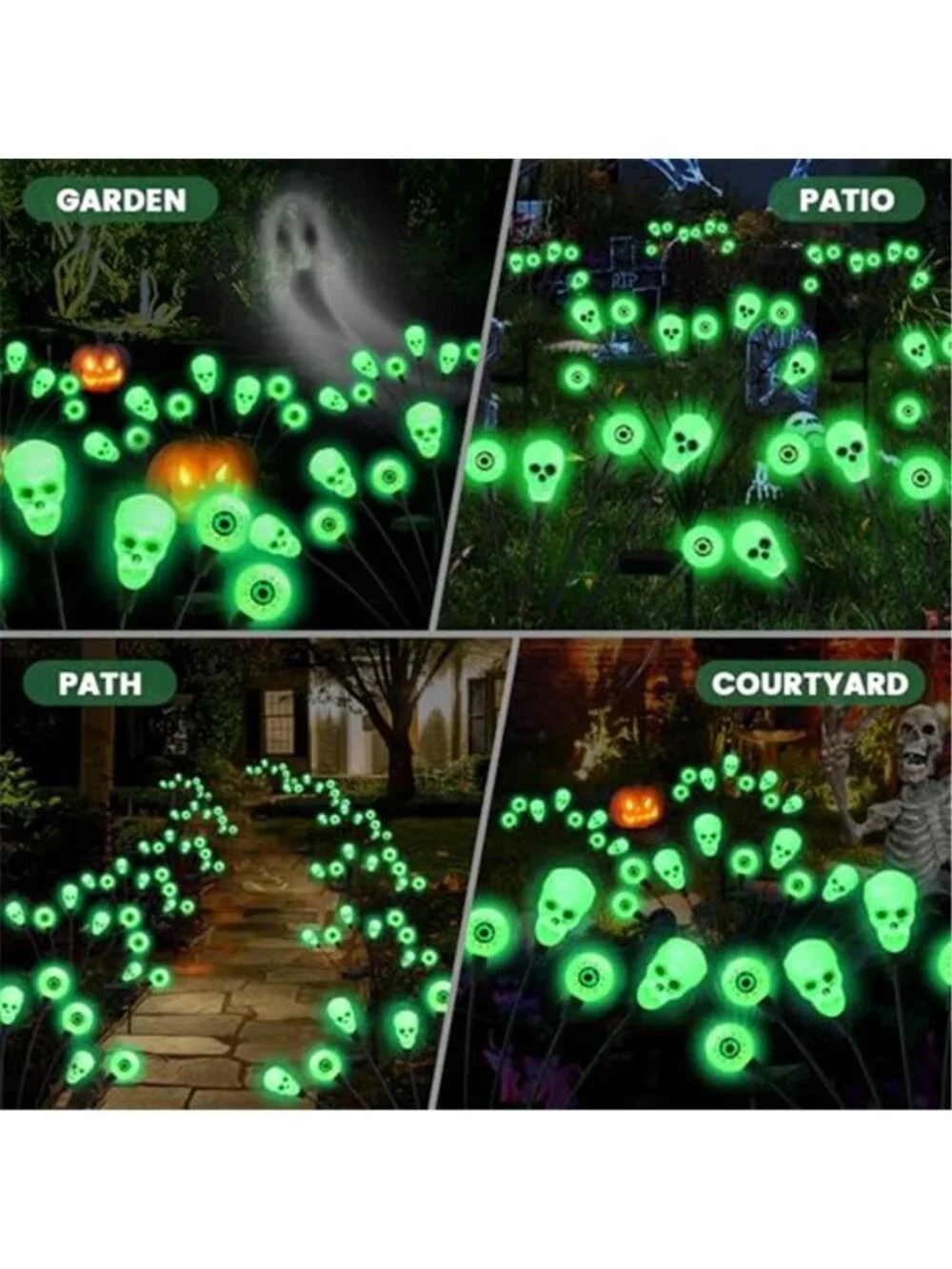 Solar Halloween Outdoor Eyeball Lights Yard Stakes Scary Garden Decorations IP65